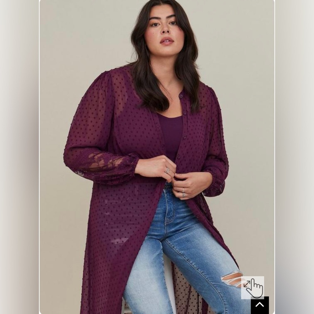 NEW! Torrid 1 (1x - 14/16) Clip Dot Button Front Maxi Kimono